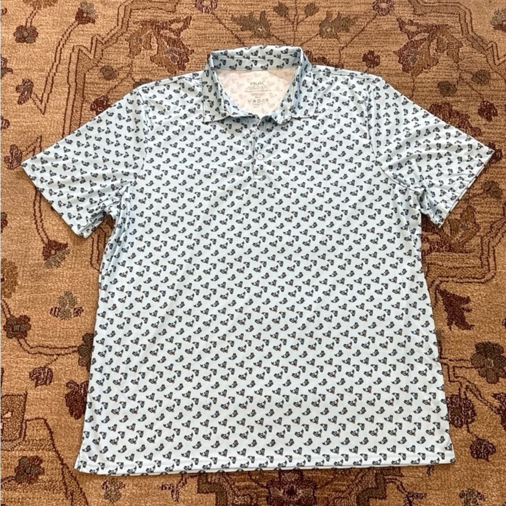 Huk Fishing Mens Pursuit Printed Polo Size XL